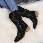 Tall Boots New Autumn/Winter Collection: Plus-Size, Low-Heel, Mid-Calf Boots (European/American Style)