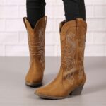 Tall Boots New Autumn/Winter Collection: Plus-Size Long Boots (Export Style) — Amazon European & American Women's Mid-Calf Leather Boots with Rhinestone Accents