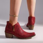 Ankle Boots 2026 Spring New Arrivals: Women's Embroidered Ankle Boots — Retro Ethnic Style, Block Heel, Western Cowboy-Style Footwear