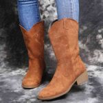 Tall Boots New Autumn/Winter Collection: Plus-Size, Low-Heel, Mid-Calf Boots (European/American Style)