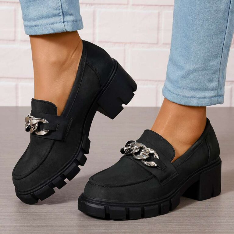Loafers 2026 Spring New Arrivals: Plus-Size Chain-Detail Loafers — Western-Style Women's Fashion Flats (WISH & Amazon Export Model)