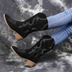 Tall Boots New Autumn/Winter Collection: Plus-Size, Low-Heel, Mid-Calf Boots (European/American Style)