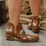 Ankle Boots 2026 New Arrivals: Women's Embroidered Ankle Boots — Retro-Style Ethnic Western Boots with Block Heels | Stylish, Versatile Footwear