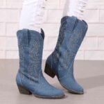 Tall Boots New Autumn/Winter Collection: Plus-Size Long Boots (Export Style) — Amazon European & American Women's Mid-Calf Leather Boots with Rhinestone Accents