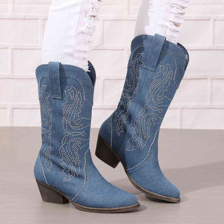 Tall Boots New Autumn/Winter Collection: Plus-Size Long Boots (Export Style) — Amazon European & American Women's Mid-Calf Leather Boots with Rhinestone Accents