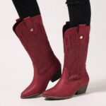 Tall Boots Women's Leather Boots — New Autumn/Winter Collection: Western-Style Retro, Chunky-Heel Leather Boots (Plus Sizes Available)