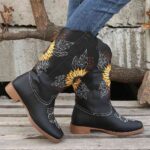 Tall Boots New Autumn/Winter Collection: Western-Style Women's Fashion Boots — Chunky Heel, Plus Sizes, Embroidered Design