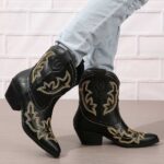 Ankle Boots New Autumn/Winter Arrivals: In-Stock Plus-Size Embroidered Ankle Boots for Women — Western-Style Leather Footwear for WISH & Amazon
