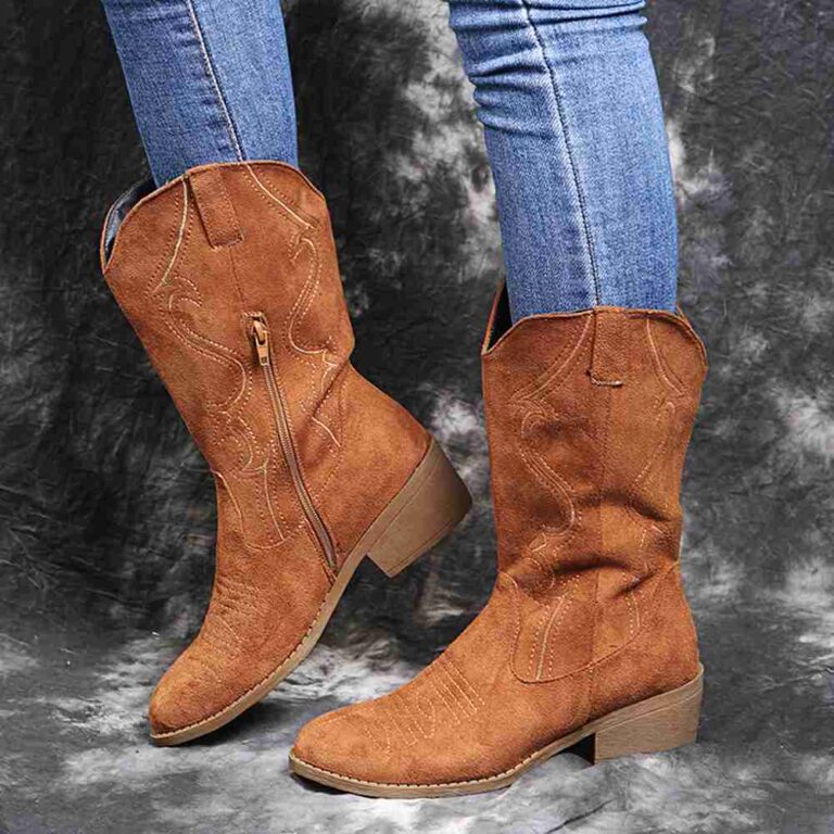 Tall Boots New Autumn/Winter Collection: Plus-Size, Low-Heel, Mid-Calf Boots (European/American Style)