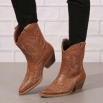 Ankle Boots New Autumn/Winter Arrivals: In-Stock Plus-Size Embroidered Ankle Boots for Women — Western-Style Leather Footwear for WISH & Amazon