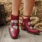 Ankle Boots 2026 New Arrivals: Women's Embroidered Ankle Boots — Retro-Style Ethnic Western Boots with Block Heels | Stylish, Versatile Footwear