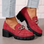 Loafers 2026 Spring New Arrivals: Plus-Size Chain-Detail Loafers — Western-Style Women's Fashion Flats (WISH & Amazon Export Model)