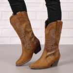Tall Boots New Autumn/Winter Collection: Plus-Size Long Boots (Export Style) — Amazon European & American Women's Mid-Calf Leather Boots with Rhinestone Accents